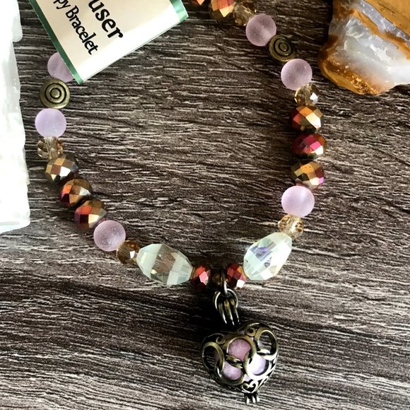 AAOTE Rose Quartz Valentines Heart Beaded Caged Crystal Aromatherapy Bracelet - Picture 5 of 12
